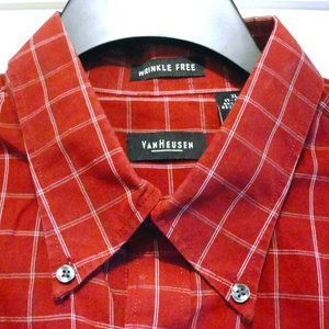 Van Heusen SS XL Wrinkle Free Red Blue White